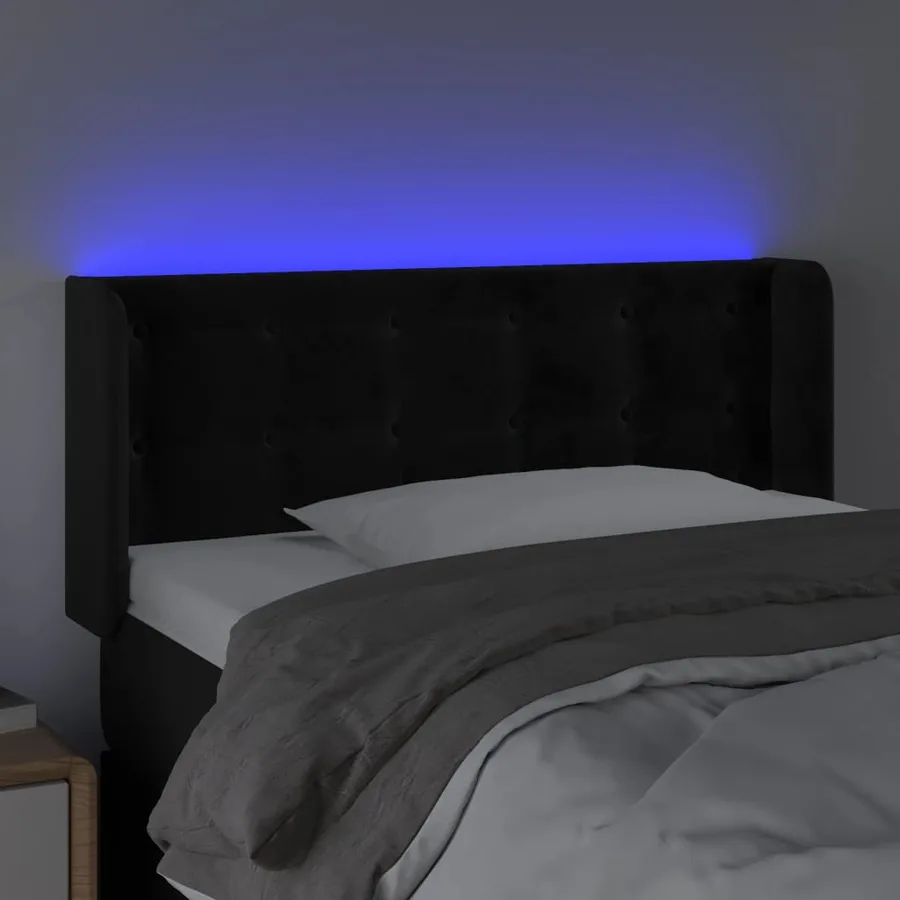 Tête de lit à LED Noir 93x16x78/88 cm Velours - 4