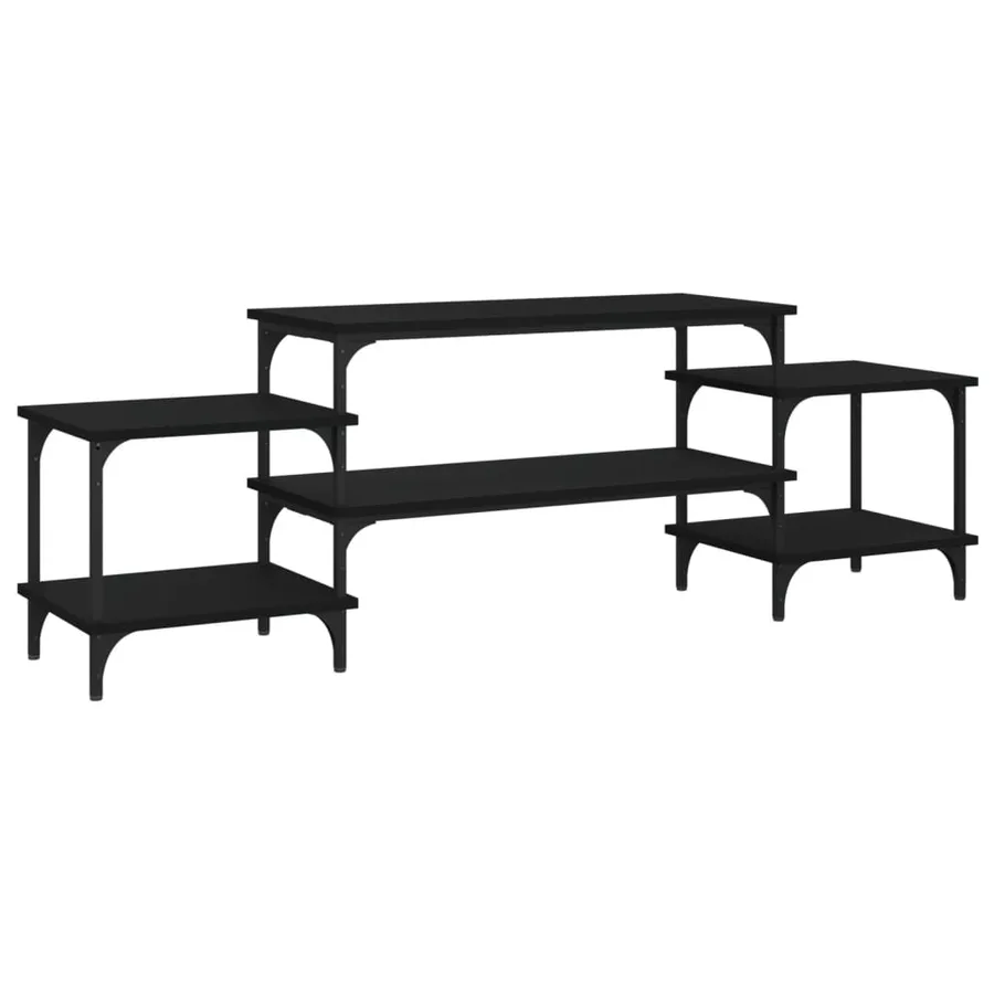 Meuble TV noir 157x35x52 cm bois d'ingénierie - 2