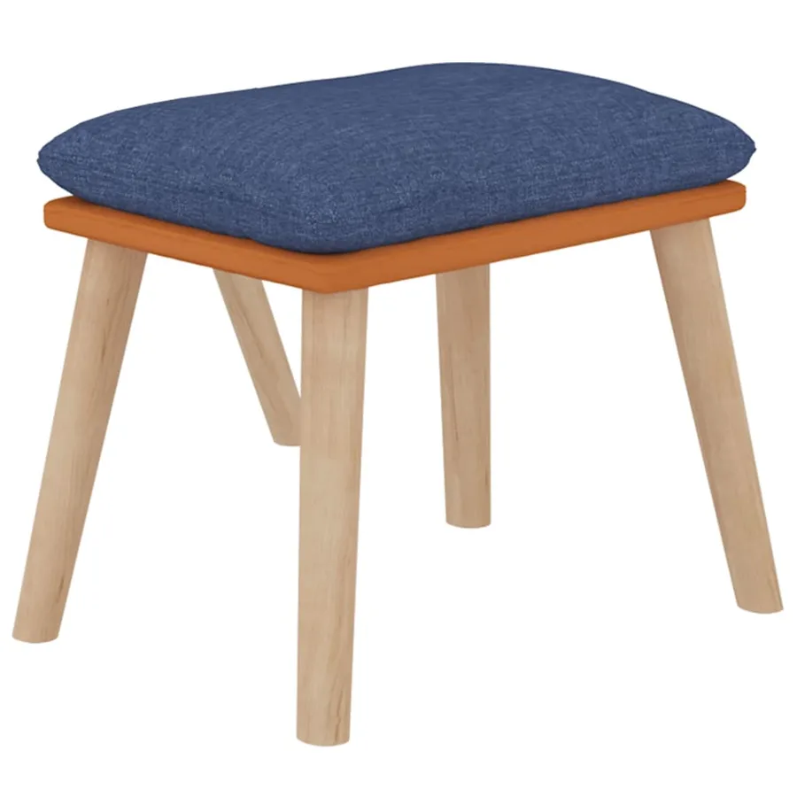 Chaise de relaxation avec repose-pied Bleu Similicuir et tissu - 5