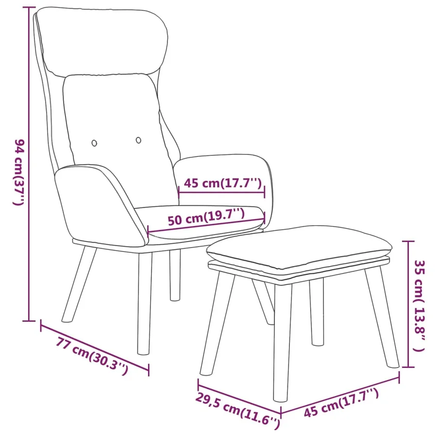 Chaise de relaxation avec repose-pied Bleu Similicuir et tissu - 8