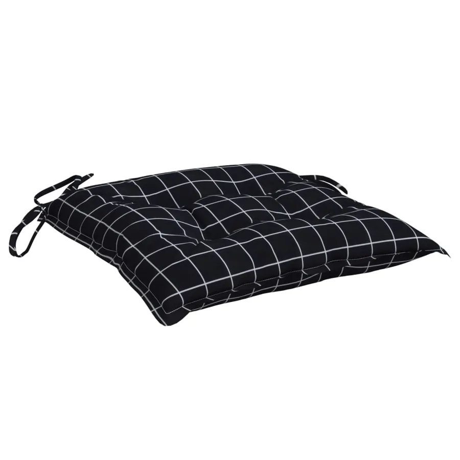 Coussins de chaise lot de 6 carreaux noir 50x50x7 cm - 5
