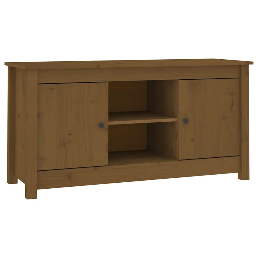 Meuble TV Marron miel 103x36,5x52 cm Bois de pin massif - 2