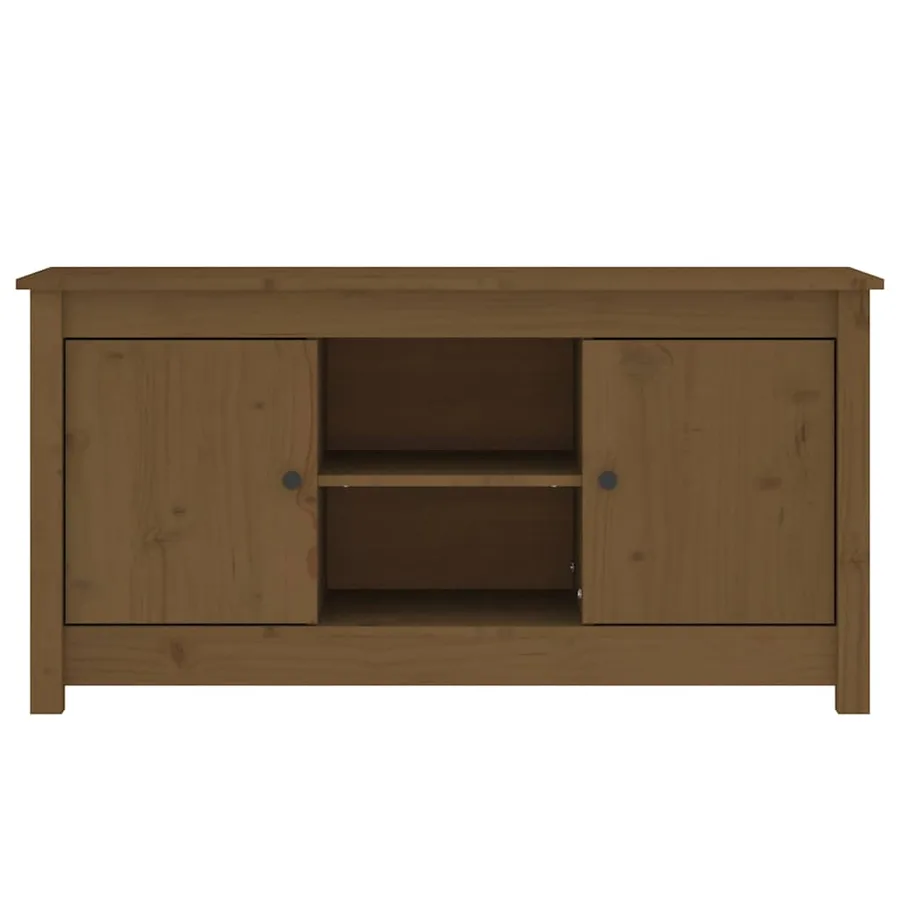 Meuble TV Marron miel 103x36,5x52 cm Bois de pin massif - 3