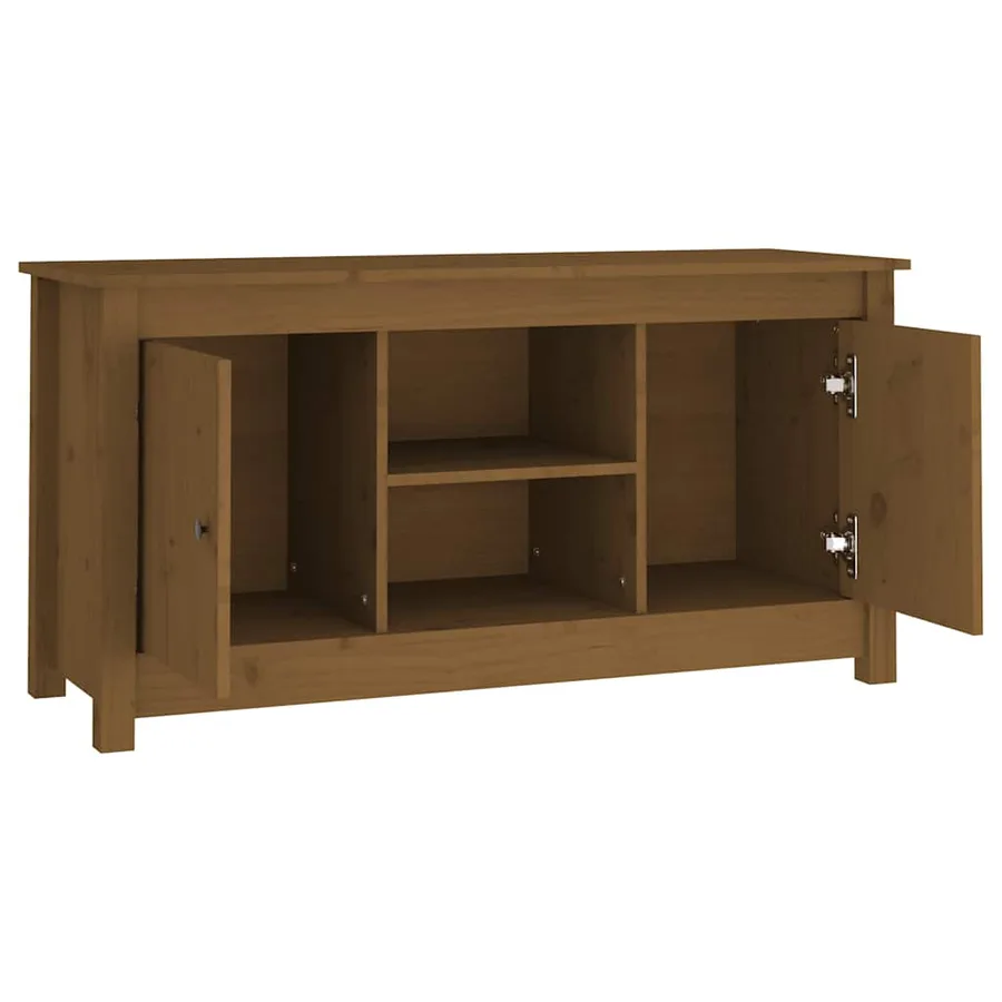 Meuble TV Marron miel 103x36,5x52 cm Bois de pin massif - 4