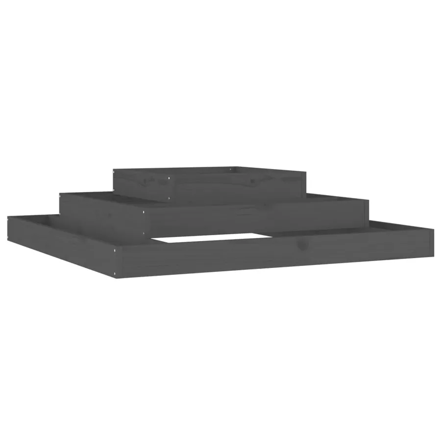 Jardinière Gris 110x110x27 cm Bois massif de pin - 2