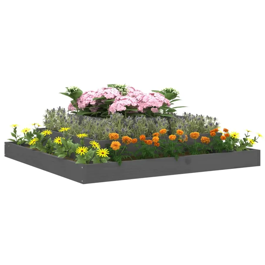 Jardinière Gris 110x110x27 cm Bois massif de pin - 3