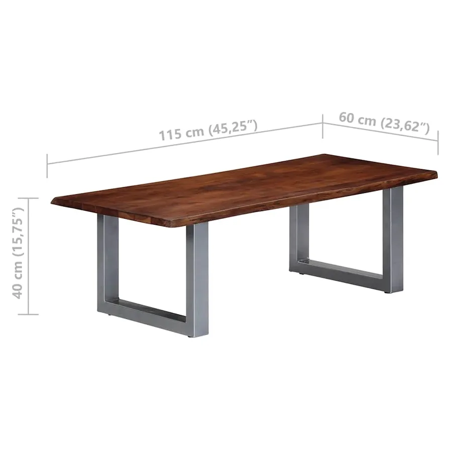 Table basse avec bord naturel 115x60x40 cm Bois d'acacia massif - 6