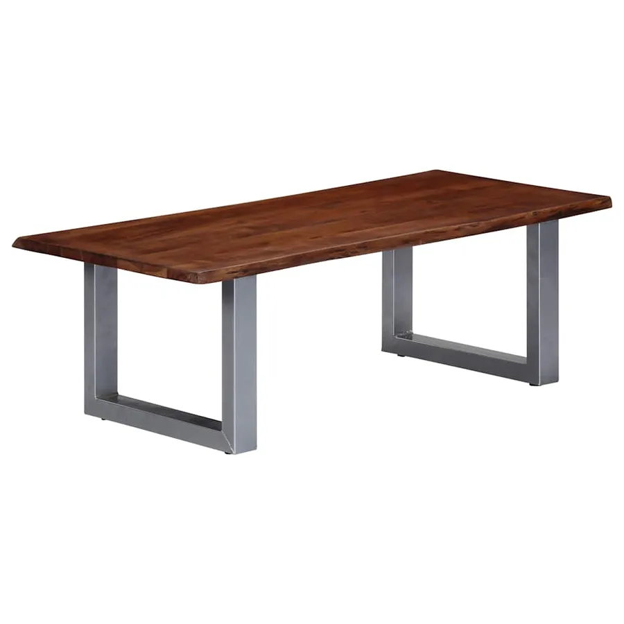 Table basse avec bord naturel 115x60x40 cm Bois d'acacia massif - 9