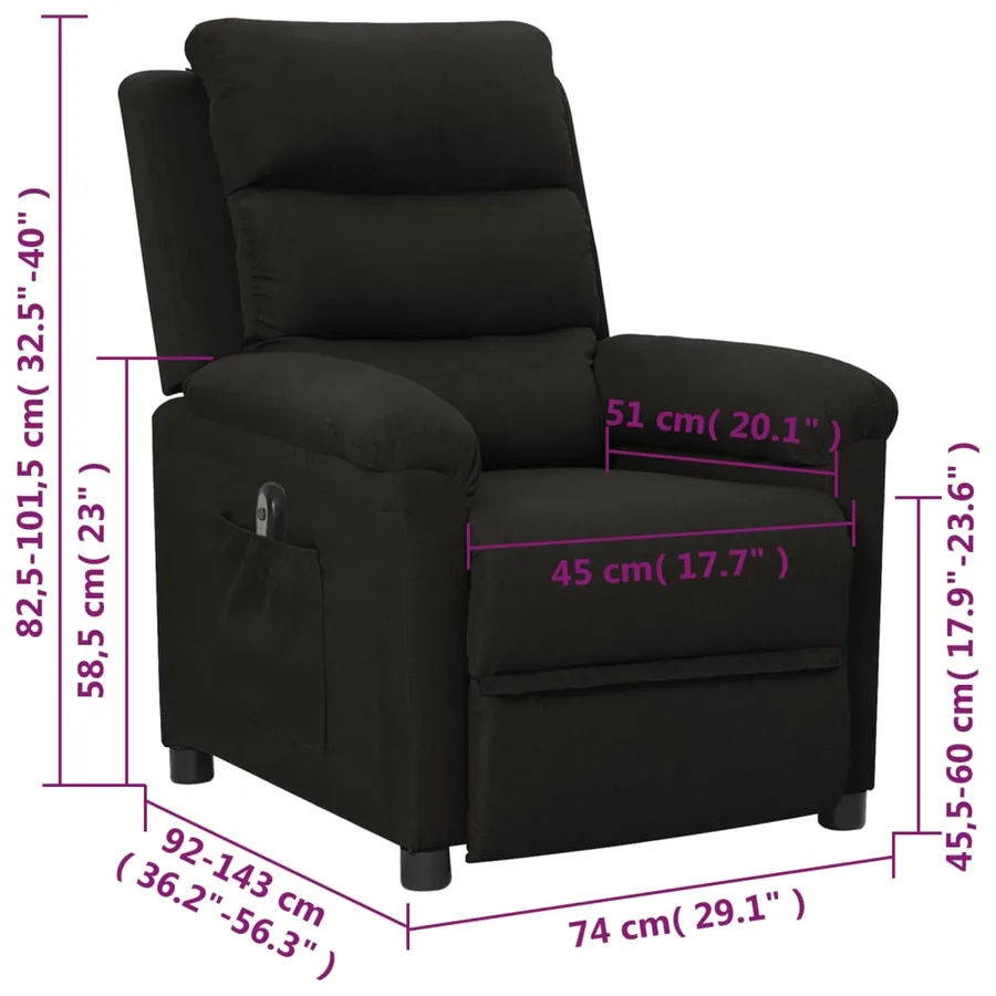 Fauteuil inclinable électrique Noir Tissu - 12