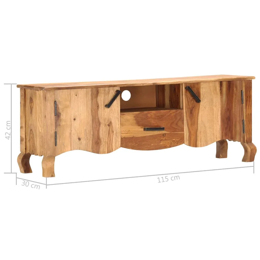 Meuble TV 115x30x42 cm Bois solide - 7