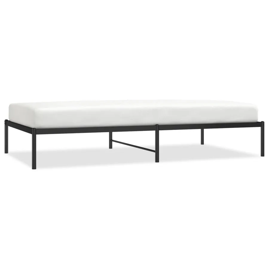 Cadre de lit métal sans matelas noir 107x203 cm - 2