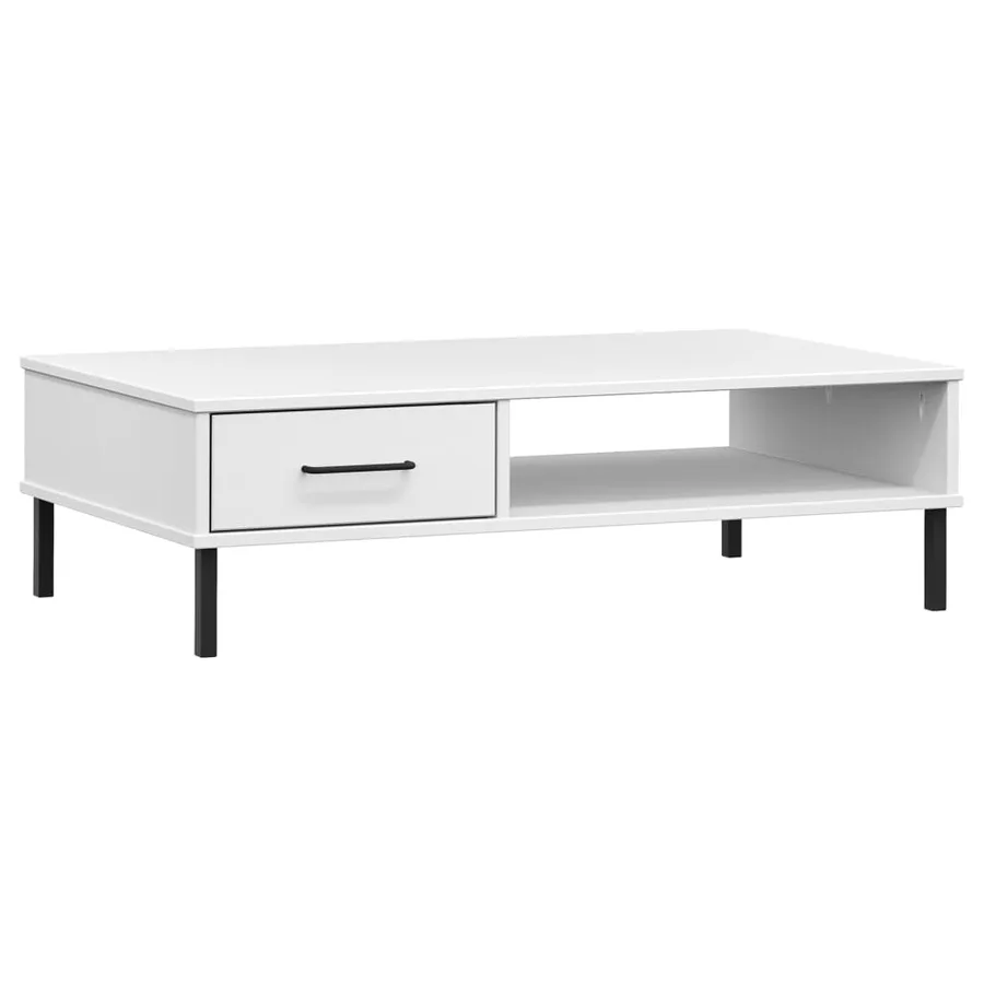Table basse avec pieds en métal Blanc Bois pin massif OSLO - 2