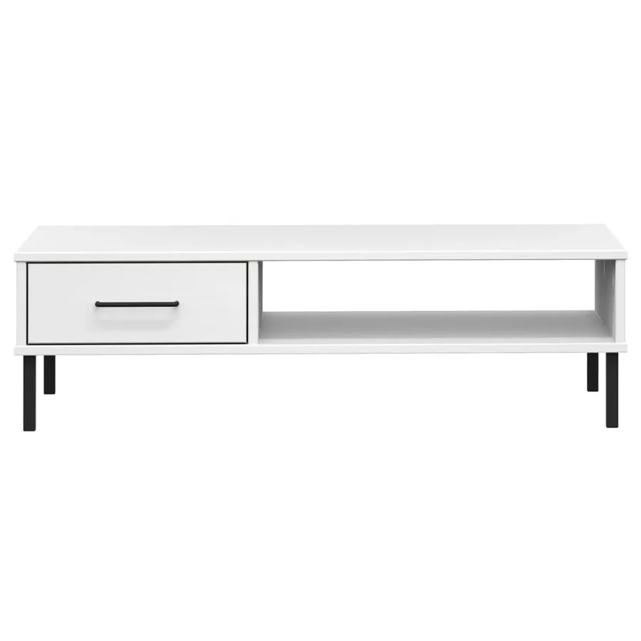 Table basse avec pieds en métal Blanc Bois pin massif OSLO - 4