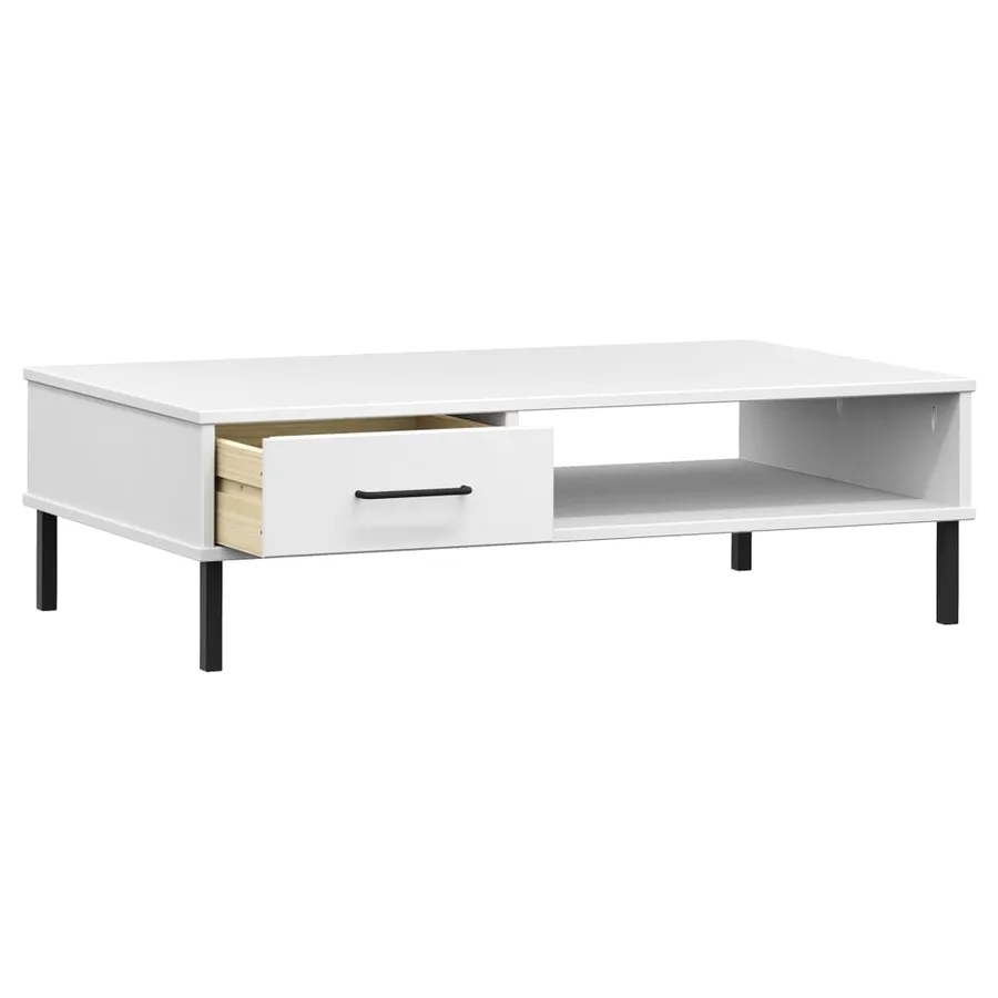 Table basse avec pieds en métal Blanc Bois pin massif OSLO - 5