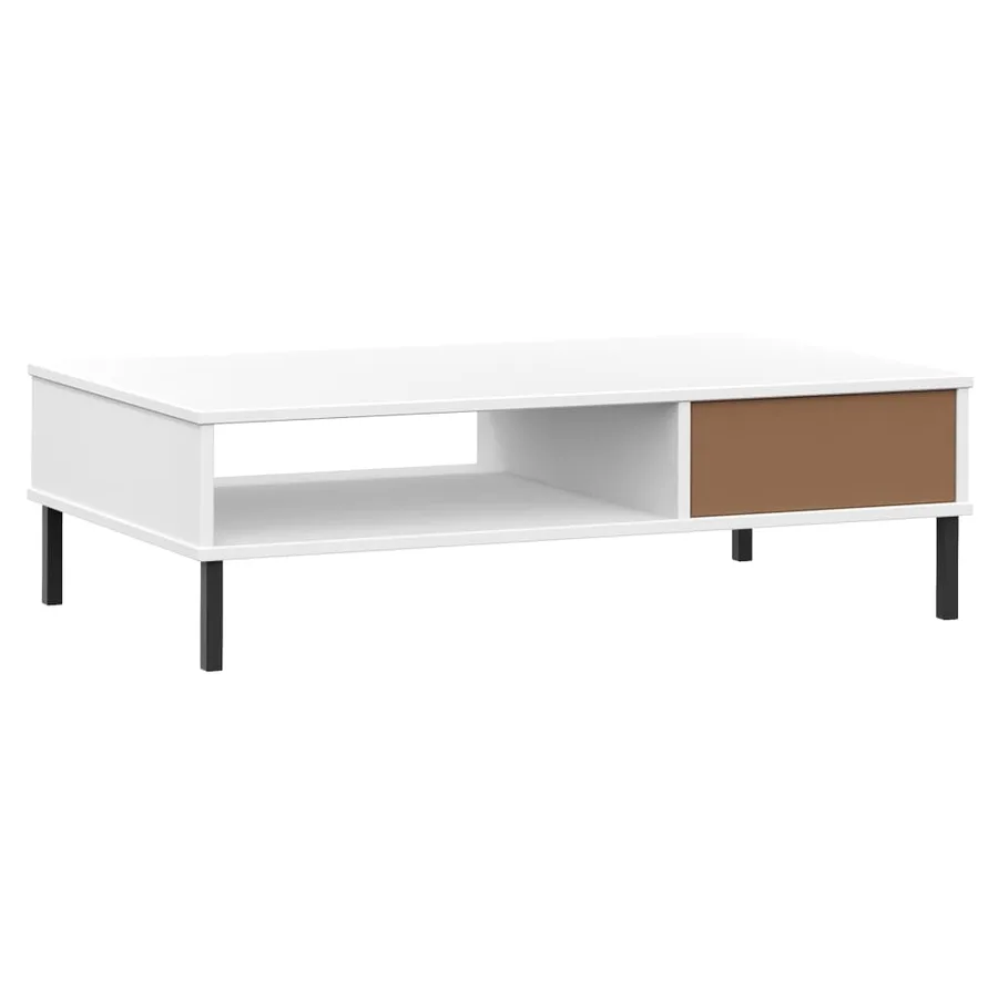 Table basse avec pieds en métal Blanc Bois pin massif OSLO - 7