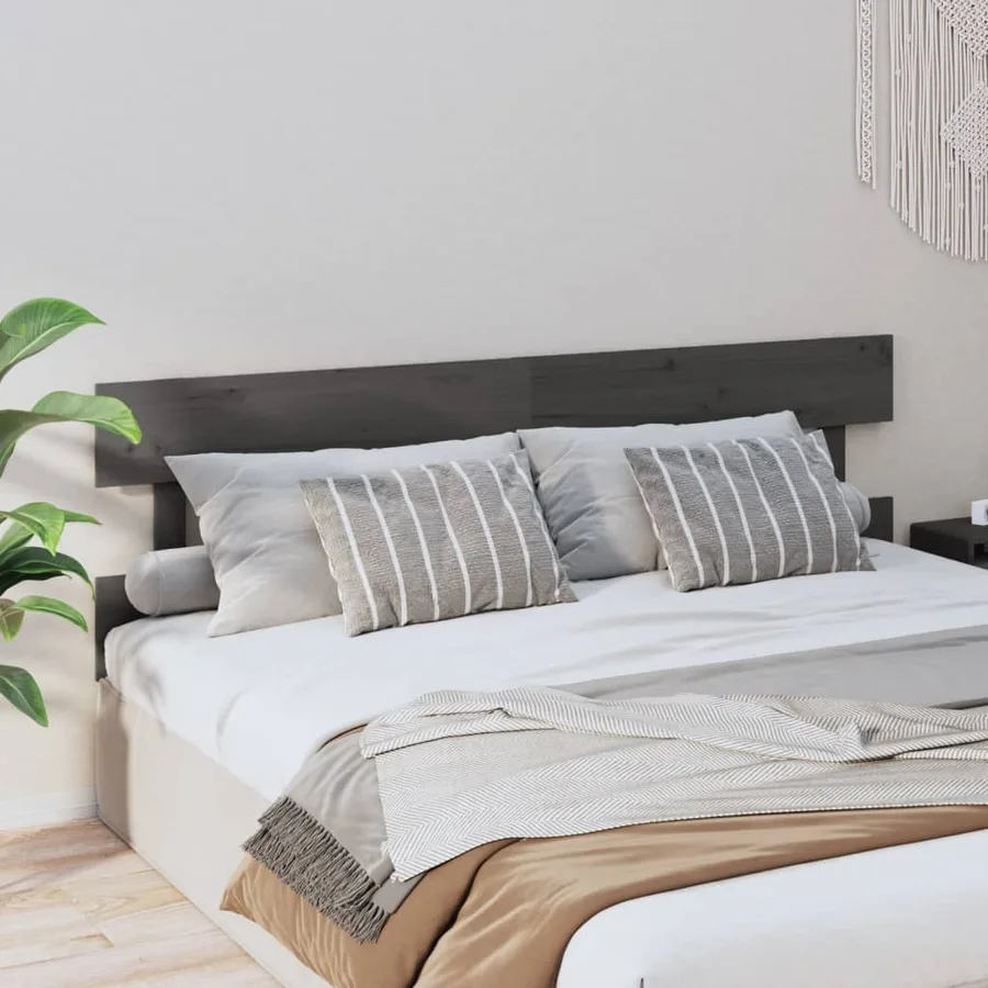 Tête de lit Gris 204x3x81 cm Bois massif de pin - 4