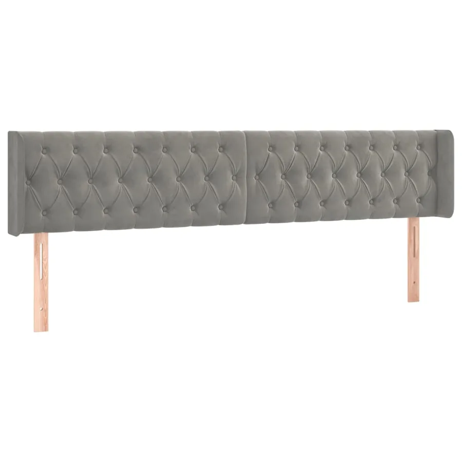 Tête de lit à LED Gris clair 203x16x78/88 cm Velours - 3