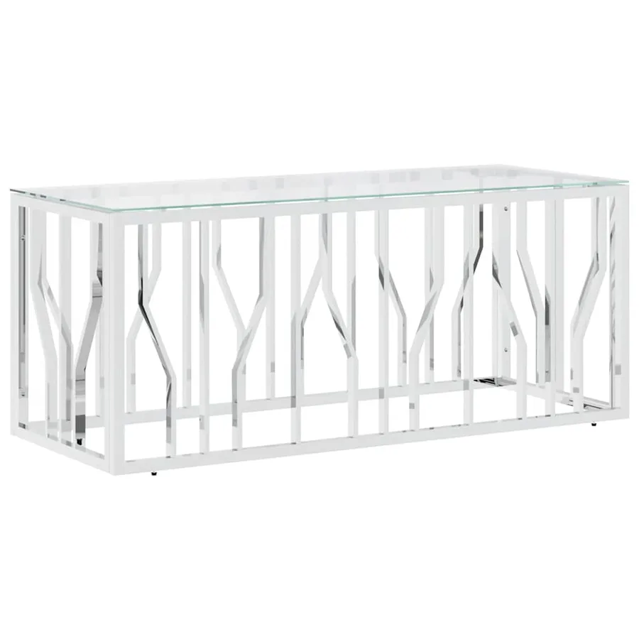 Table basse 110x45x45 cm acier inoxydable et verre - 2