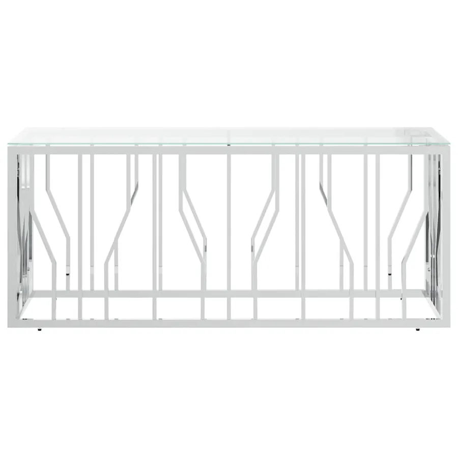 Table basse 110x45x45 cm acier inoxydable et verre - 3