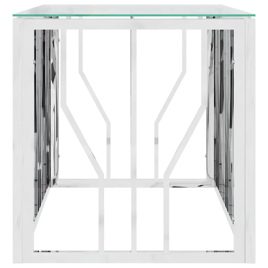 Table basse 110x45x45 cm acier inoxydable et verre - 4