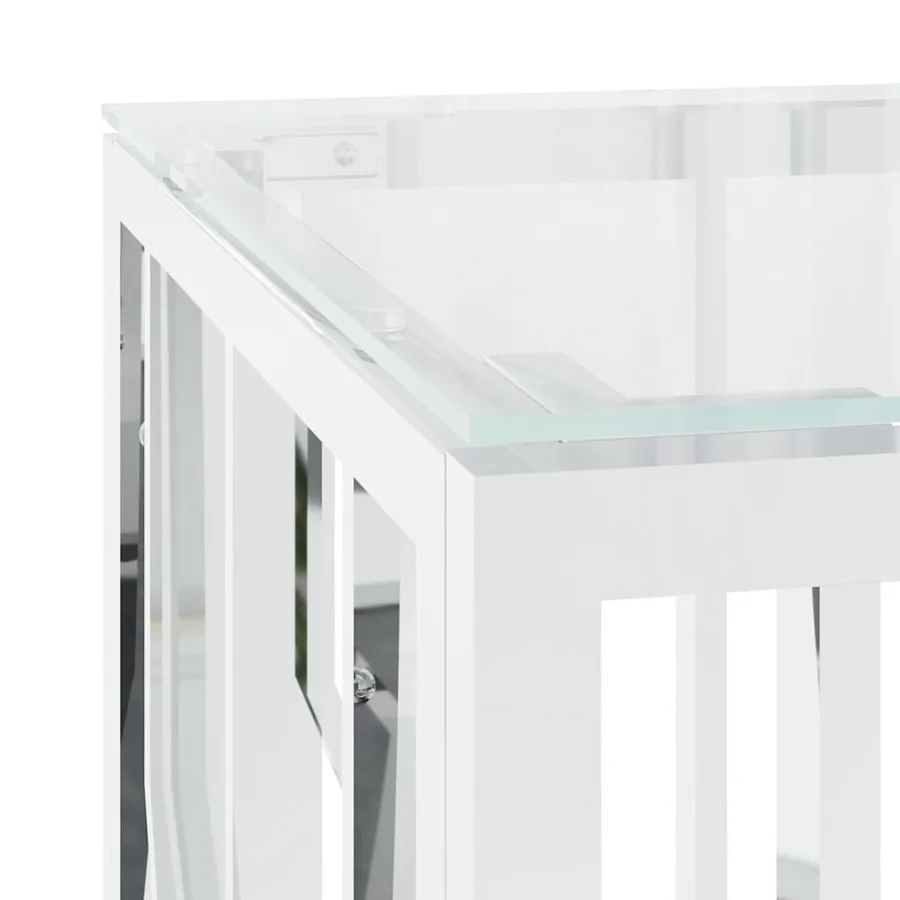 Table basse 110x45x45 cm acier inoxydable et verre - 5