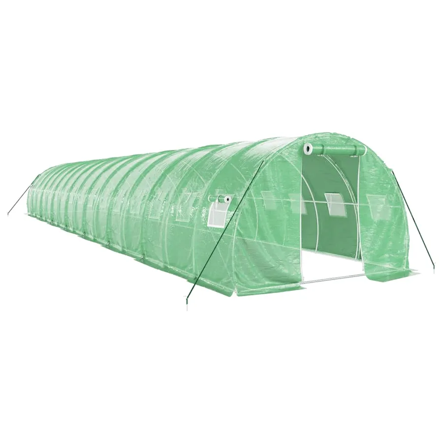 Serre avec cadre en acier vert 48 m² 16x3x2 m - 2