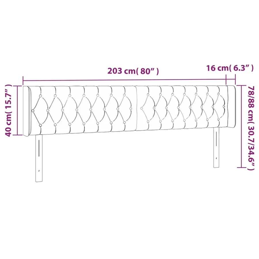 Tête de lit avec oreilles Rose 203x16x78/88 cm Velours - 9