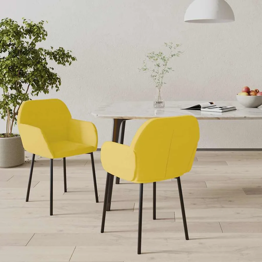 Chaises à manger lot de 2 Jaune Velours