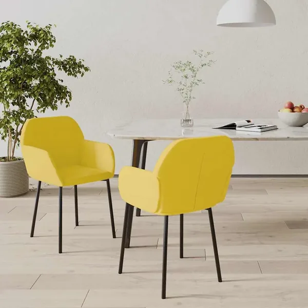 Chaises à manger lot de 2 Jaune Velours