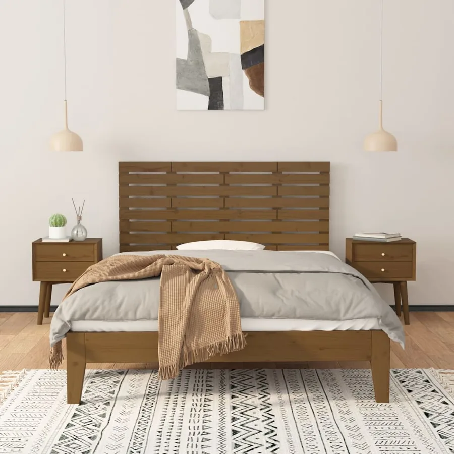 Tête de lit murale Marron miel 126x3x63 cm Bois massif de pin - 3