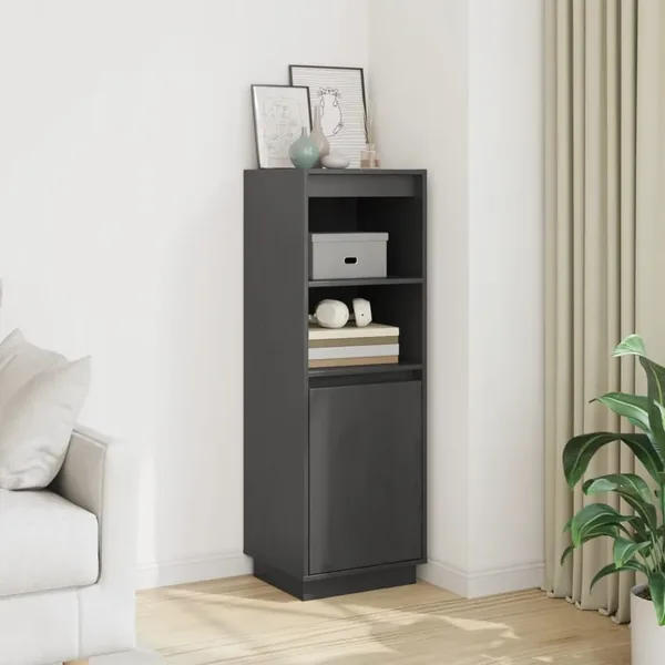 Buffet haut Gris 37x34x110 cm Bois massif de pin