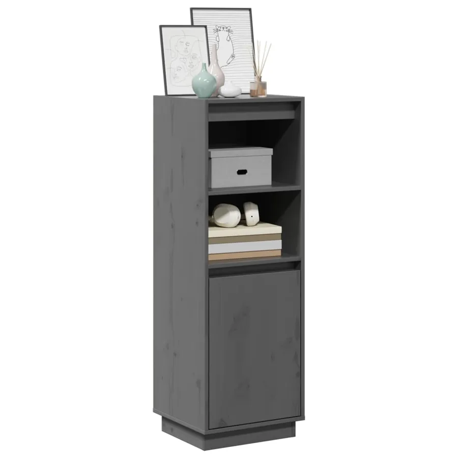 Buffet haut Gris 37x34x110 cm Bois massif de pin - 3