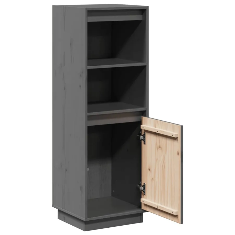 Buffet haut Gris 37x34x110 cm Bois massif de pin - 5