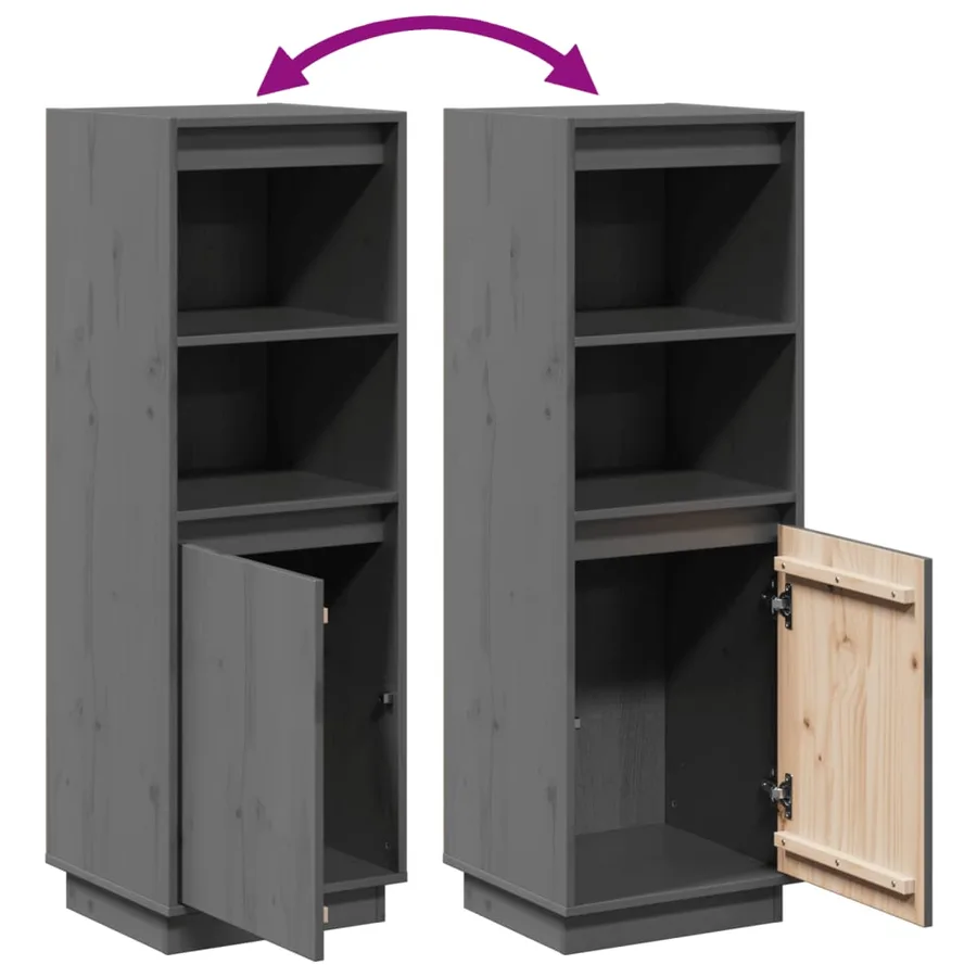 Buffet haut Gris 37x34x110 cm Bois massif de pin - 8