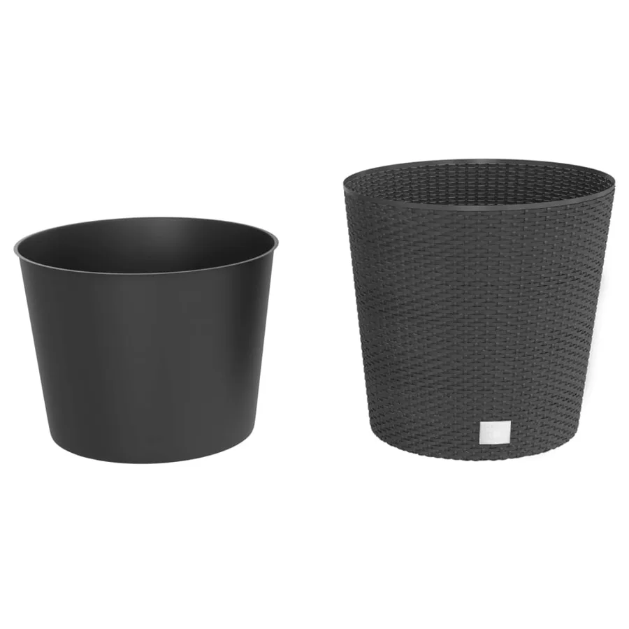 Jardinière et intérieur amovible anthracite 35 /37,5 L rotin PP - 3