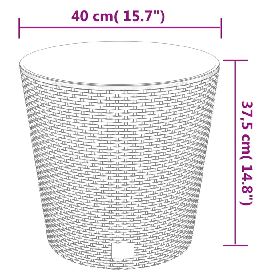Jardinière et intérieur amovible anthracite 35 /37,5 L rotin PP - 7