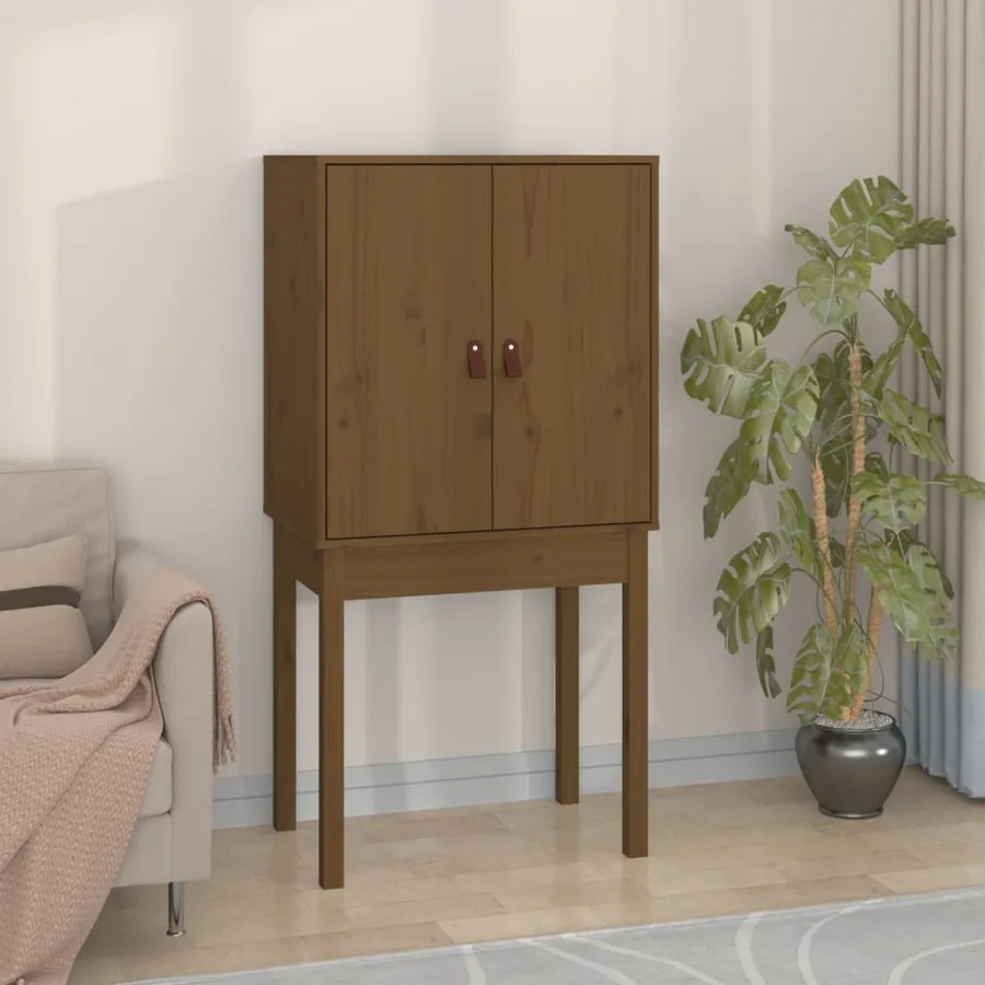 Buffet haut Marron miel 60x40x120 cm Bois massif de pin - 3