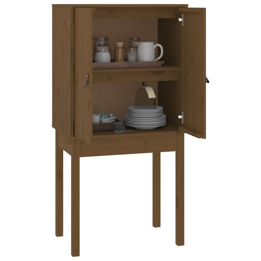 Buffet haut Marron miel 60x40x120 cm Bois massif de pin - 4