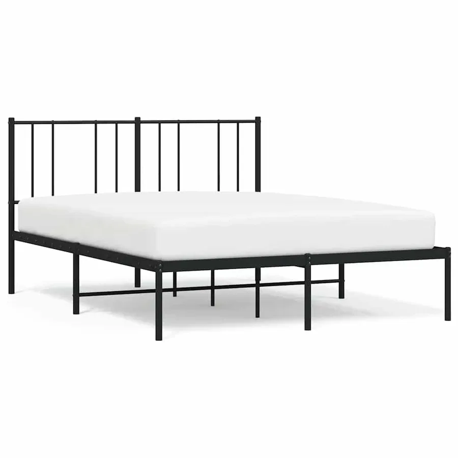 Cadre de lit métal sans matelas avec tête de lit noir 135x190cm - 2