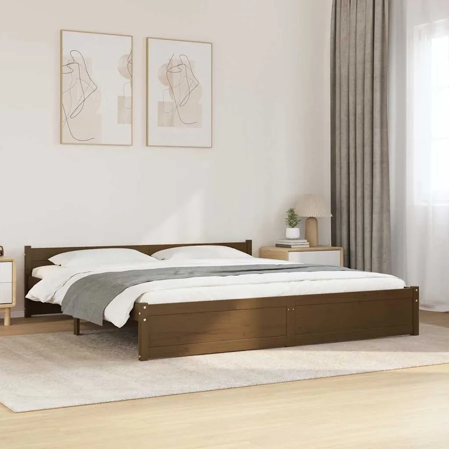 Cadre de lit sans matelas marron miel bois massif 200x200 cm