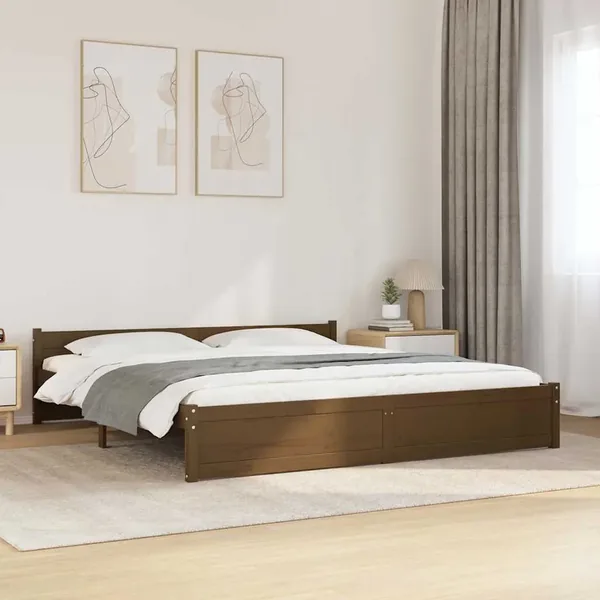 Cadre de lit sans matelas marron miel bois massif 200x200 cm