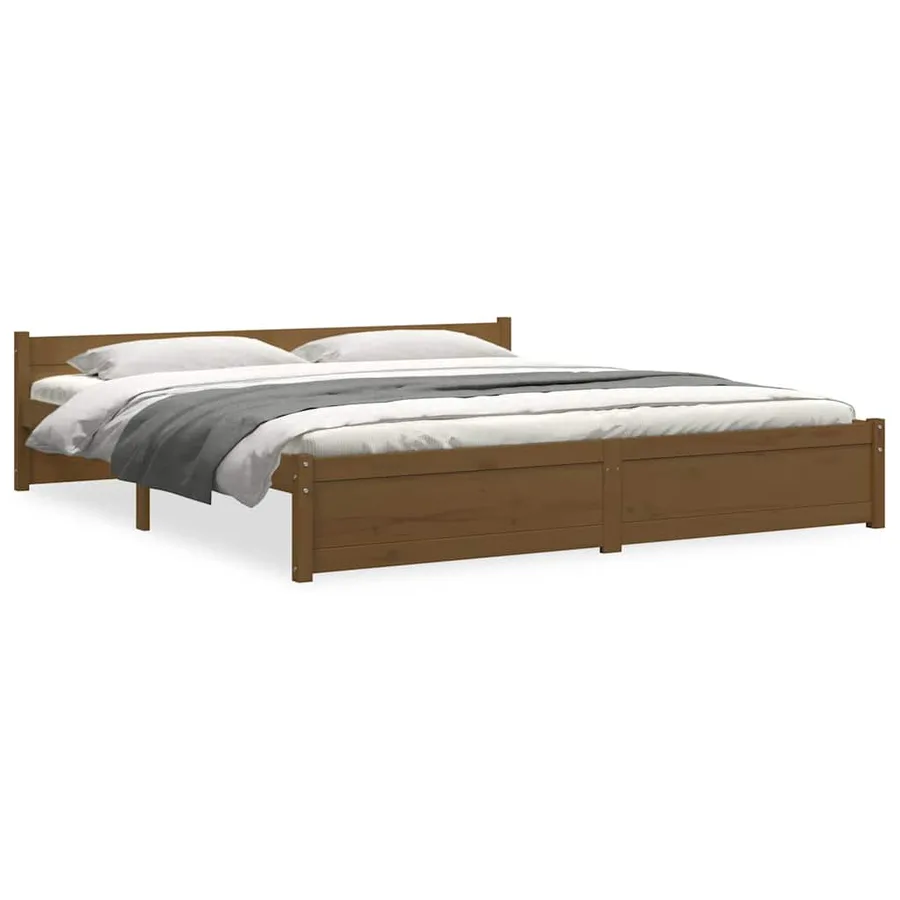 Cadre de lit sans matelas marron miel bois massif 200x200 cm - 2