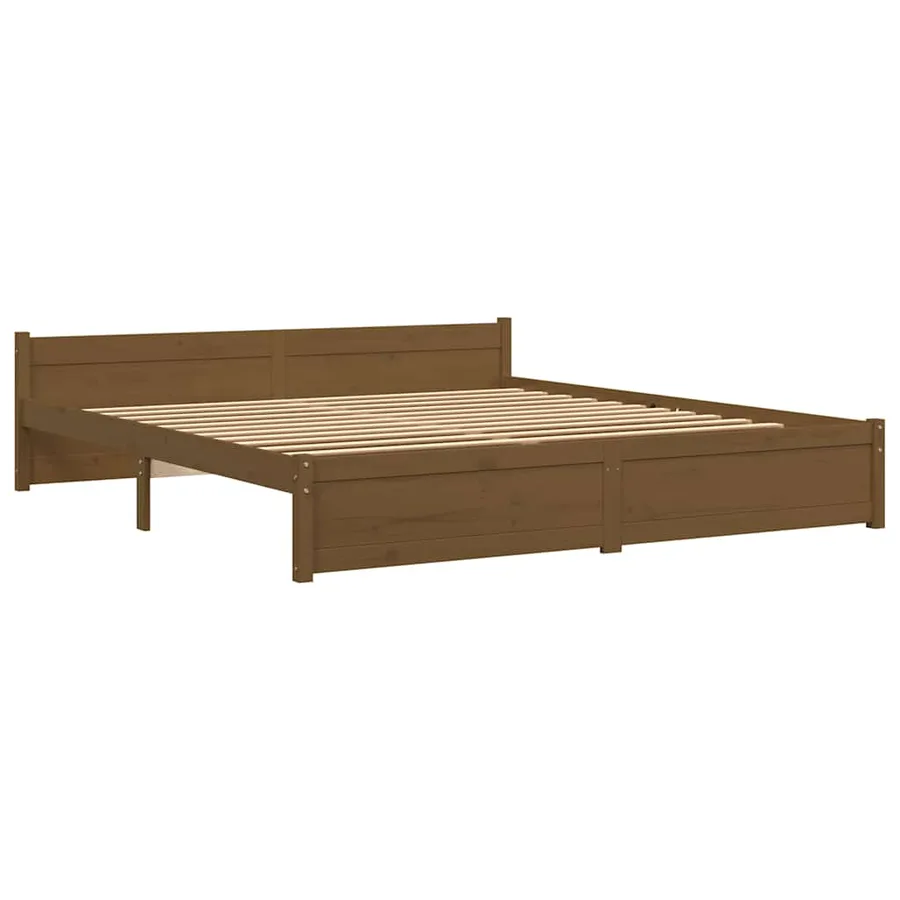 Cadre de lit sans matelas marron miel bois massif 200x200 cm - 3