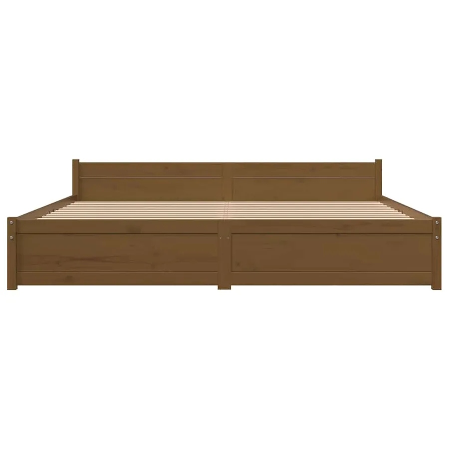 Cadre de lit sans matelas marron miel bois massif 200x200 cm - 4