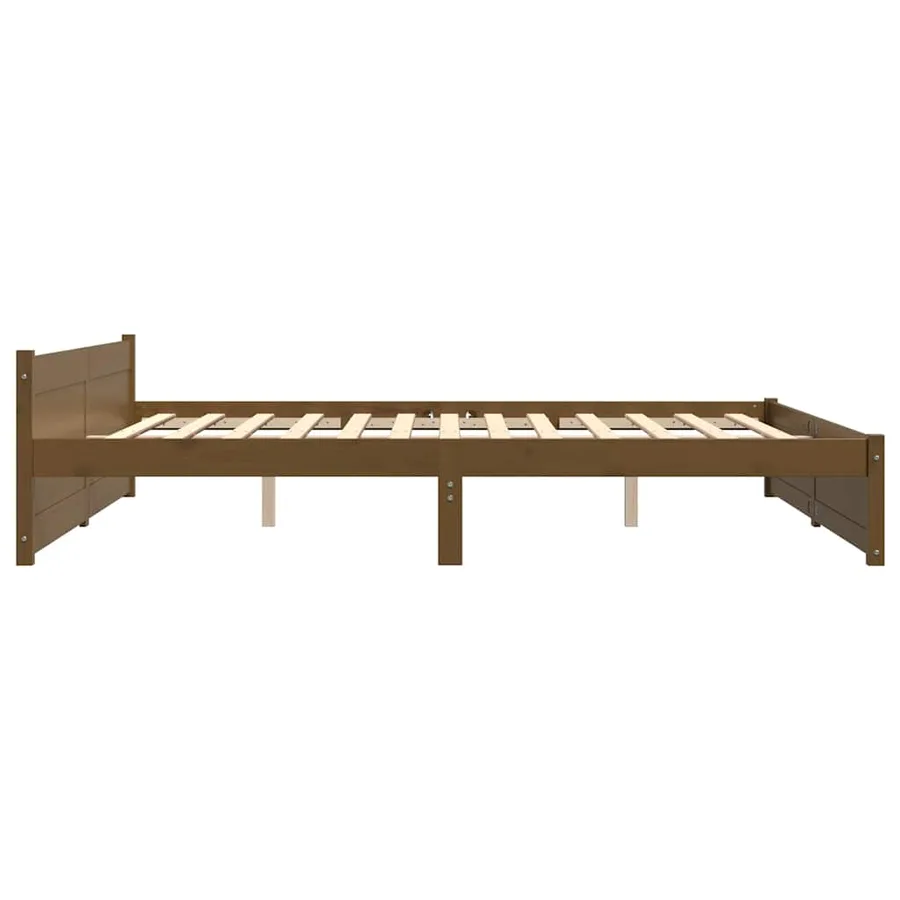 Cadre de lit sans matelas marron miel bois massif 200x200 cm - 5