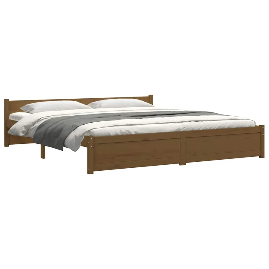 Cadre de lit sans matelas marron miel bois massif 200x200 cm - 7