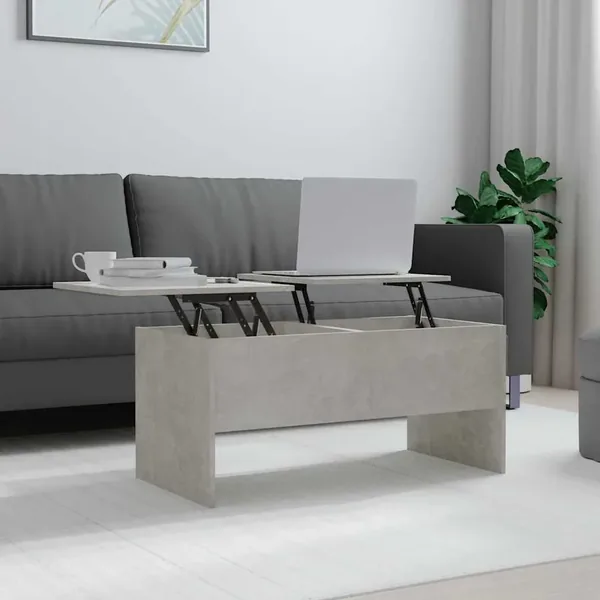Table basse gris béton 102x50,5x46,5 cm bois d'ingénierie