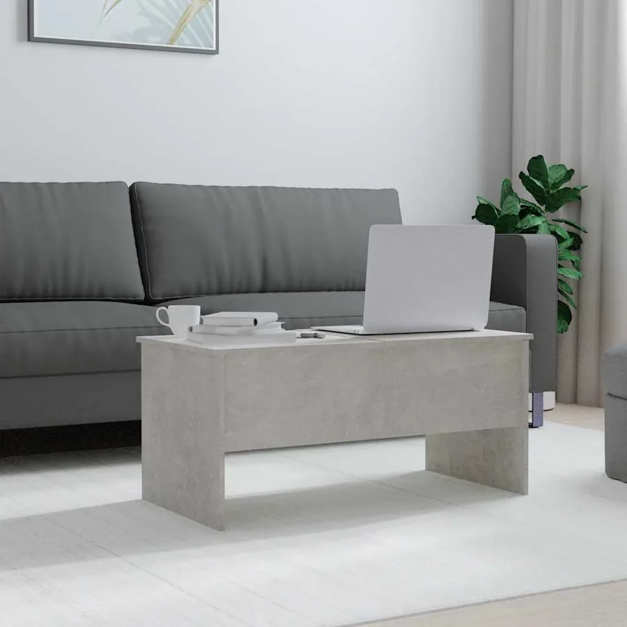 Table basse gris béton 102x50,5x46,5 cm bois d'ingénierie - 3