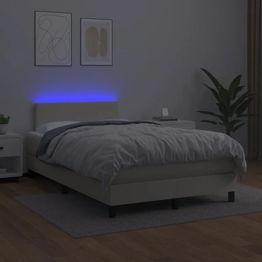 Sommier à lattes de lit et matelas et LED Crème 120x200 cm - 4