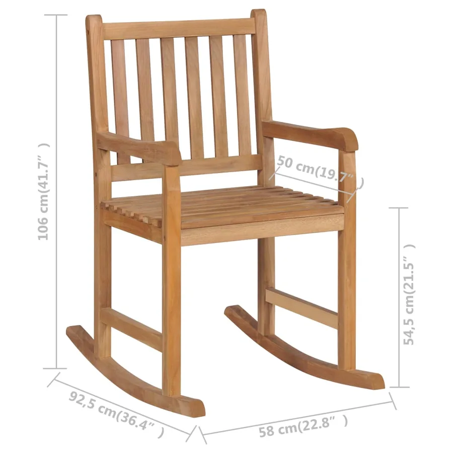 Chaise à bascule bois de teck massif - 5